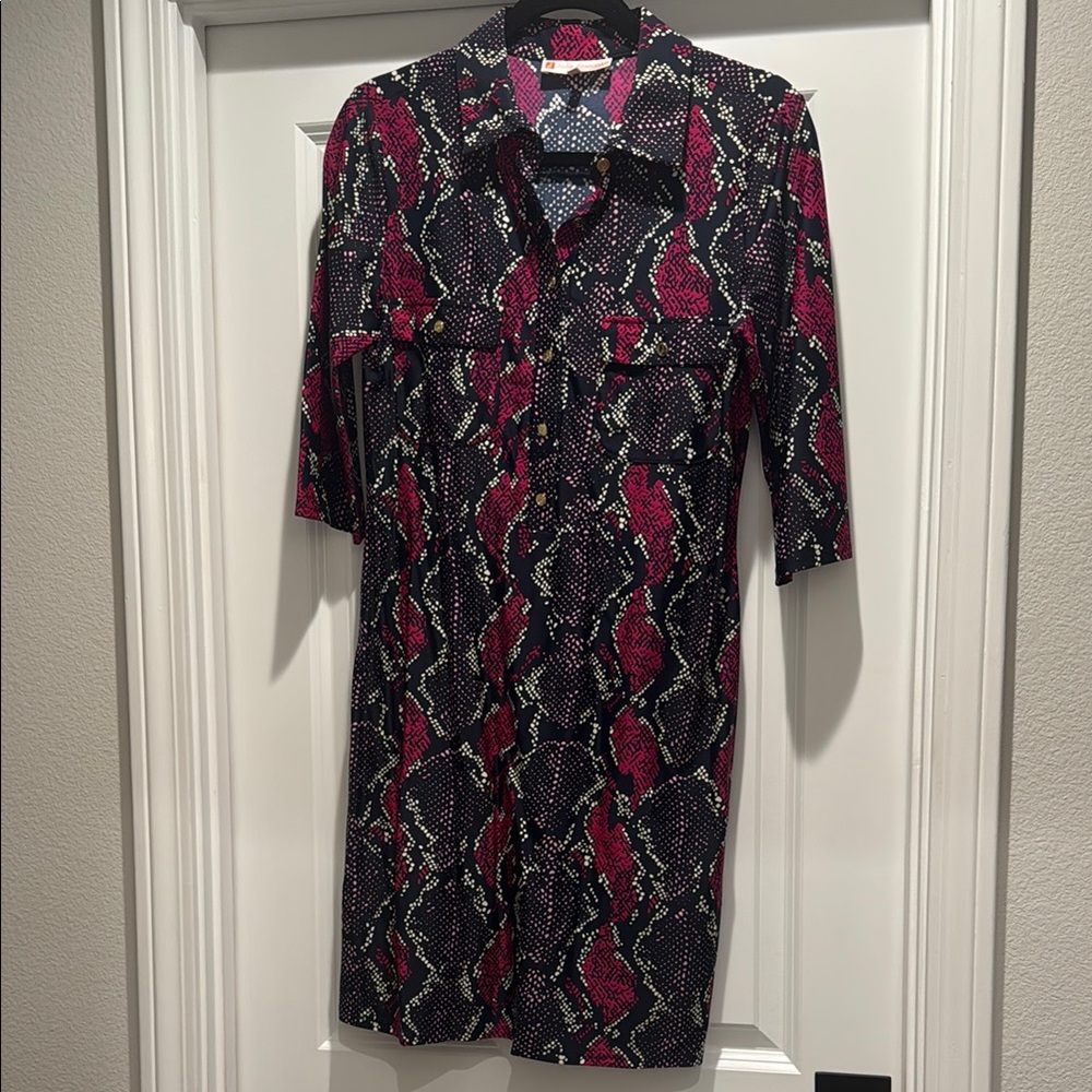 Jude Connally Stylish Pink and Black Snake Print Dress